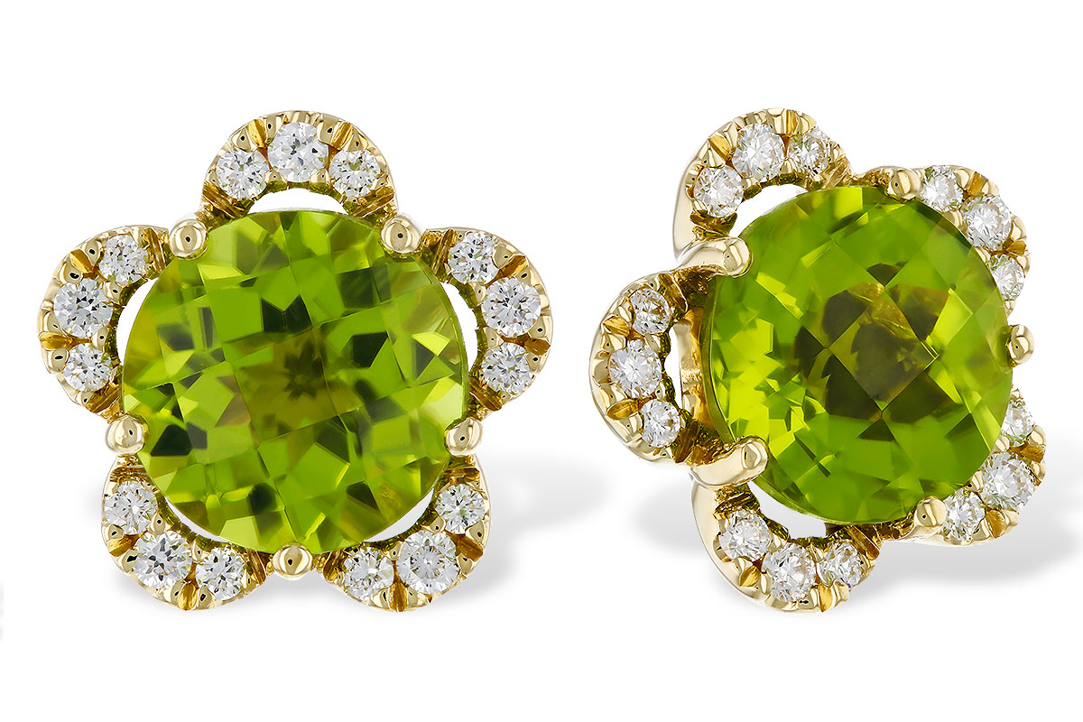 A275-27205: EARRINGS 2.93 PERIDOT 3.10 TGW (7MM RD)