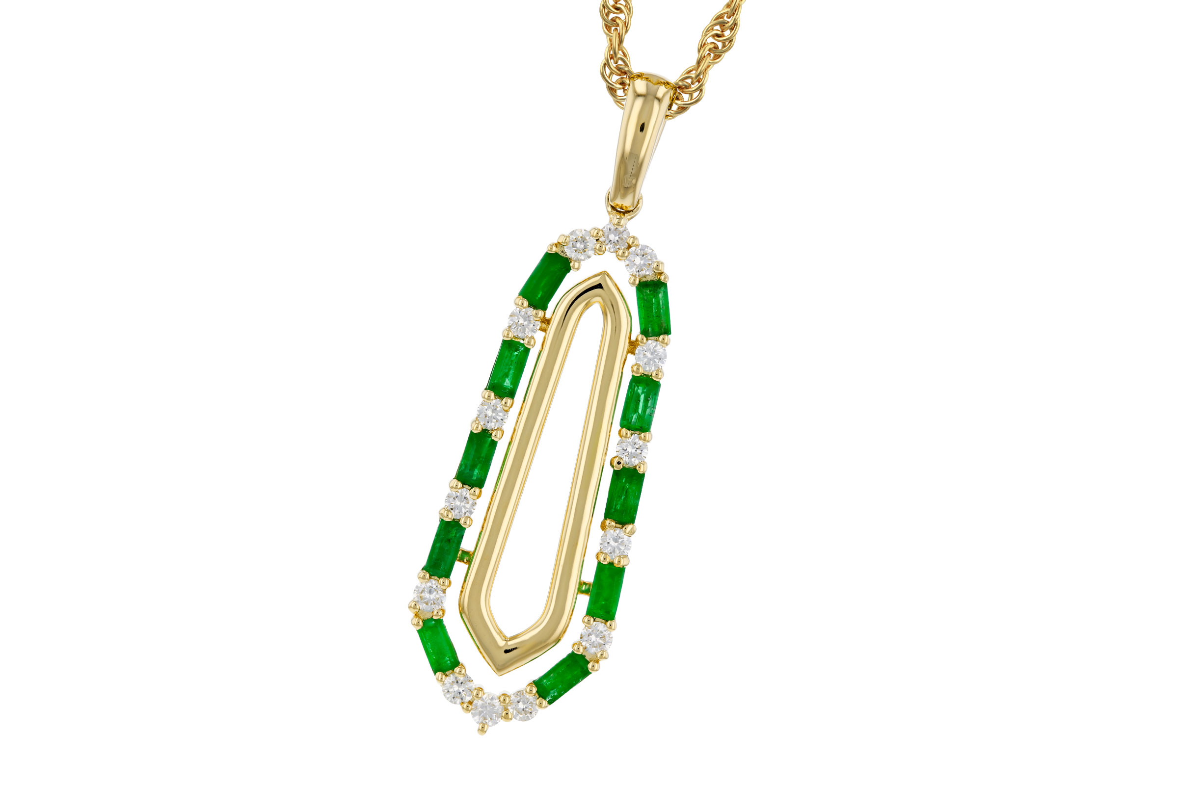 A276-12678: NECKLACE .44 TW EMERALD .64 TGW