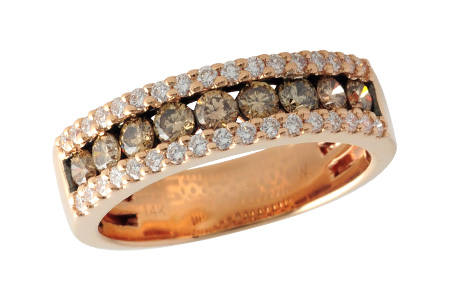 B187-95450: LDS WED RG .64 BROWN DIAS .97 TW