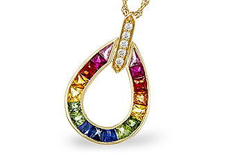 B275-21759: NECKLACE 1.10 MULTI-COLOR SAPPH 1.15 TGW