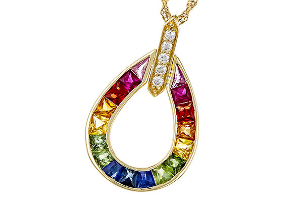 B275-21759: NECKLACE 1.10 MULTI-COLOR SAPPH 1.15 TGW