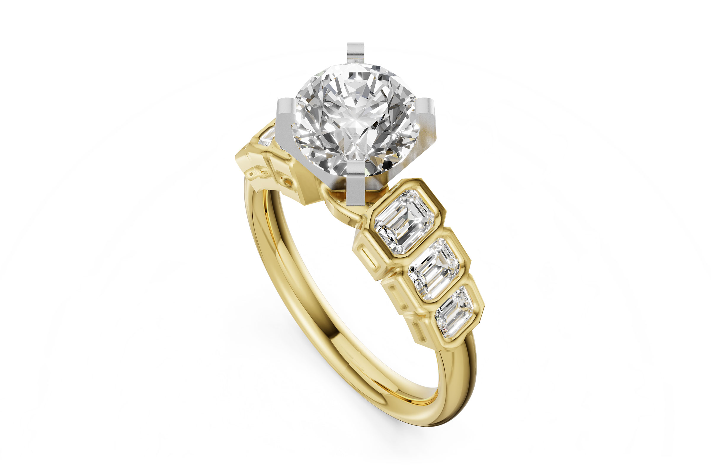 B276-10823: LDS SEMI DIA RG .92 TW EMERALD CUTS