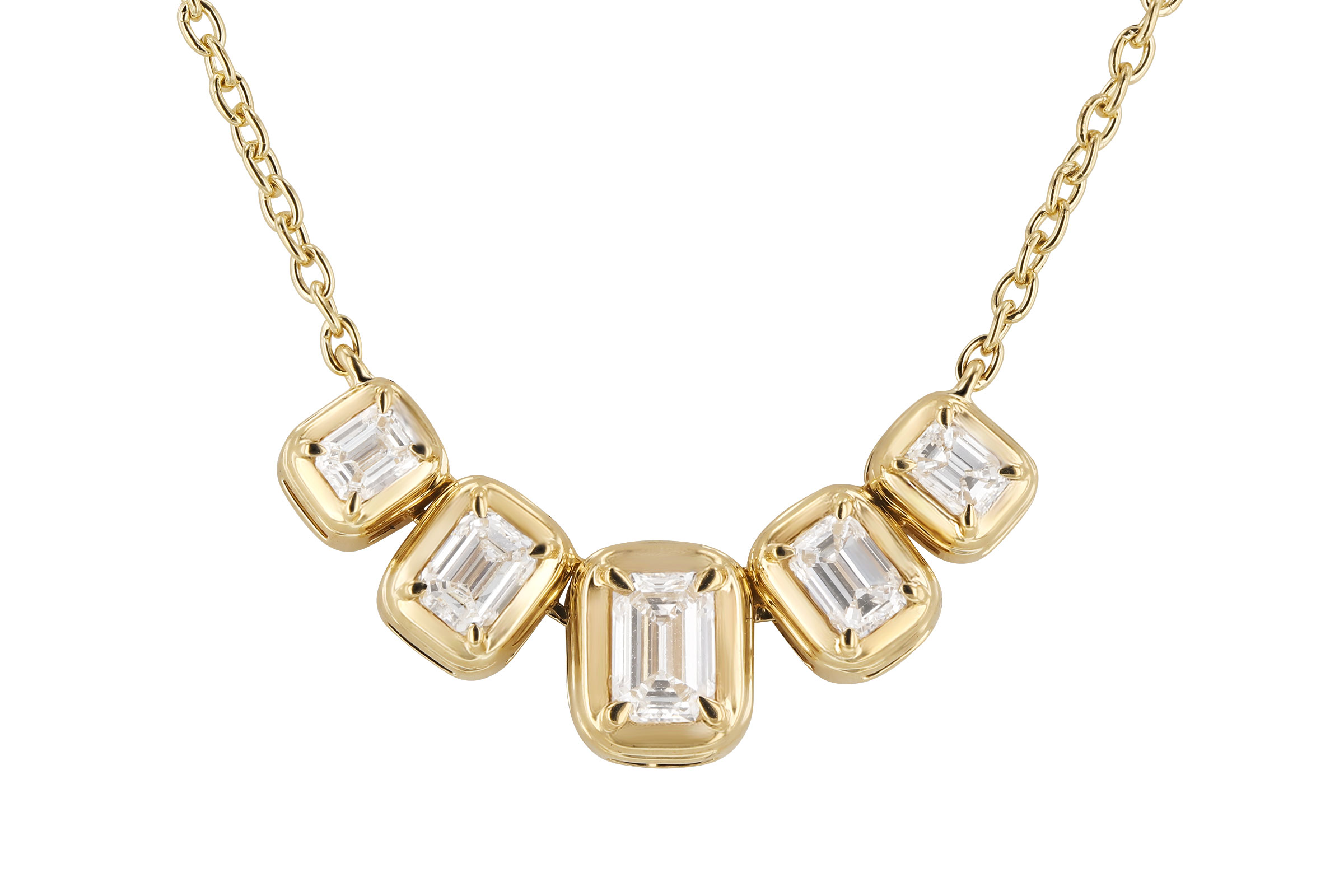 B276-12650: NECKLACE .87 TW EMERALD CUT DIA (18")