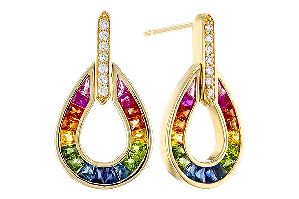 C275-21759: EARRINGS 1.18 MULTI-COLOR SAPP 1.25 TGW