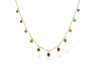 E274-34486: NECK .90 TW MULTI-COLOR SAPPH & GREEN GARNET (18")