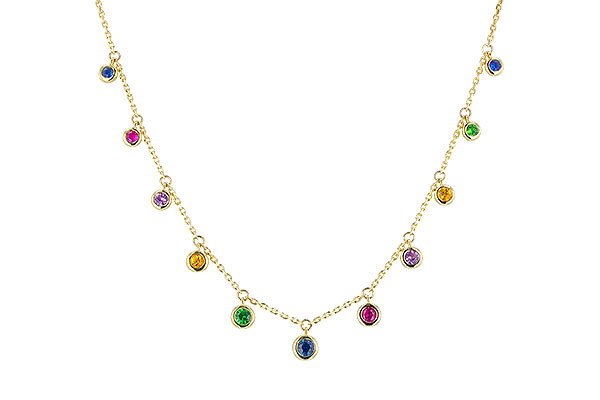 E274-34486: NECK .90 TW MULTI-COLOR SAPPH & GREEN GARNET (18")