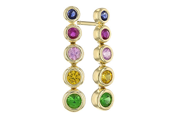 E274-36359: EARR .60 TW MULTI-COLOR SAPPH & GREEN GARNET