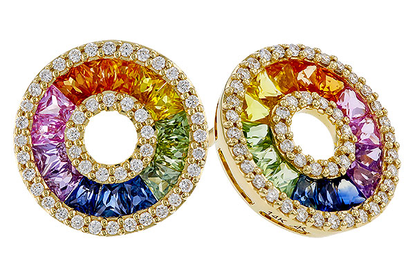E275-21759: EARRINGS 2.10 MULTI-COLOR SAPP 2.37 TGW