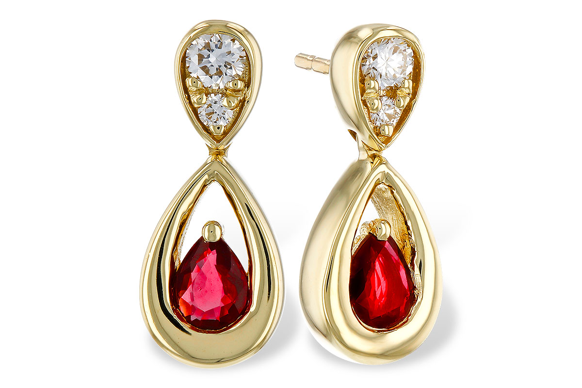 E275-21768: EARRINGS .40 RUBY .52 TGW (4x3 RUBY)