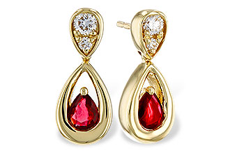 E275-21768: EARRINGS .40 RUBY .52 TGW (4x3 RUBY)