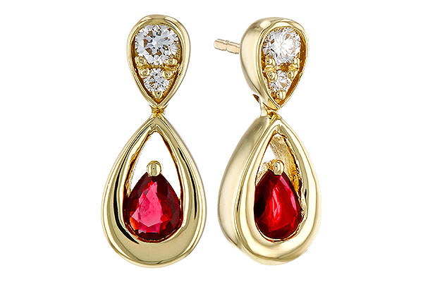 E275-21768: EARRINGS .40 RUBY .52 TGW (4x3 RUBY)