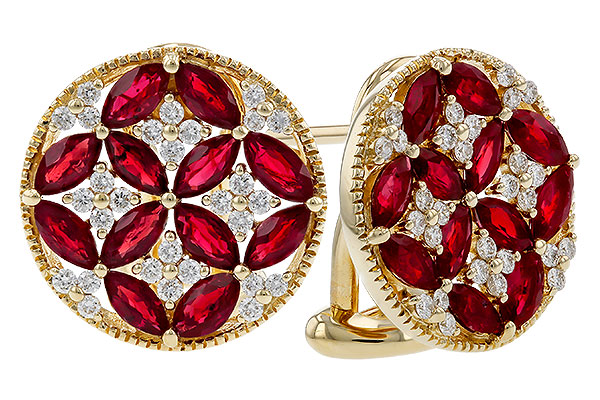 F275-19995: EARRINGS 2.07 TW RUBY 2.37 TGW