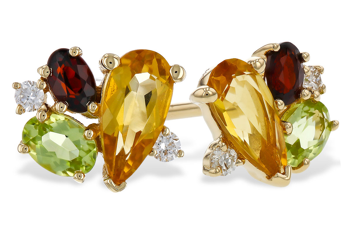 F275-21759: EARRINGS .66 SEMI PREC (CIT,PER,GAR) .70 TGW