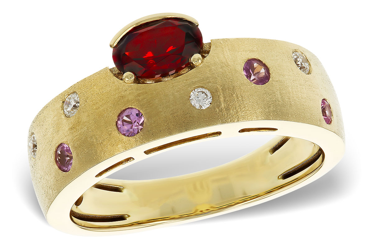 F275-25432: LDS RG .58 MULTI CLR (GAR & PINK SAPP) .66 TGW