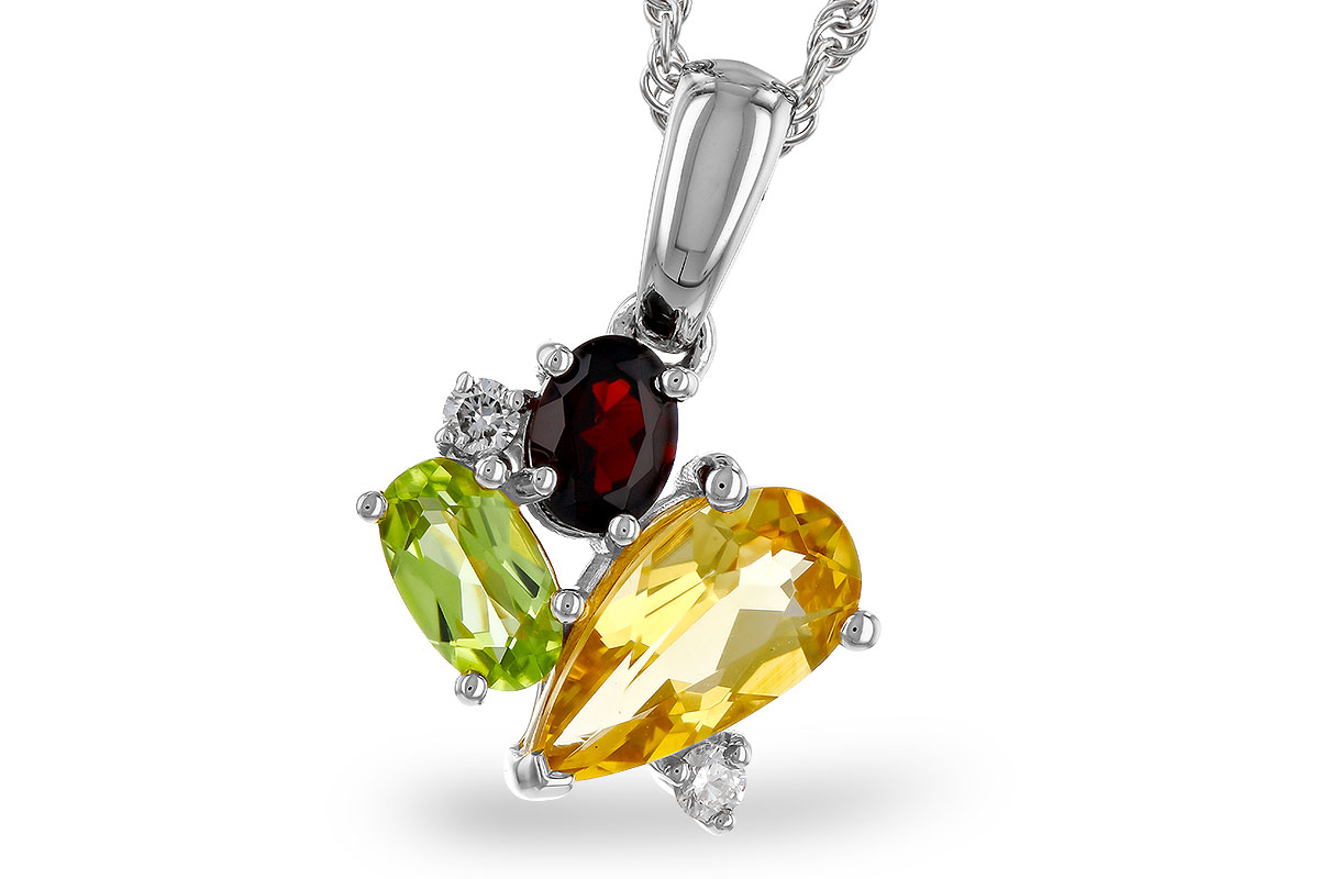 G275-21759: NECKLACE .79 SEMI PREC (CIT,PER,GAR) .82 TGW