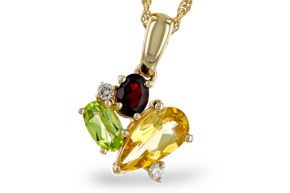 G275-21759: NECKLACE .79 SEMI PREC (CIT,PER,GAR) .82 TGW