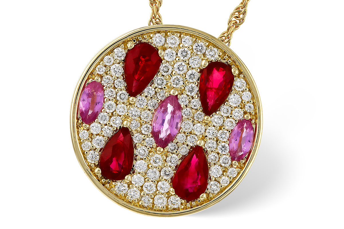 G275-27195: NECK 1.42 TW PRECIOUS (RUBY & PINK SAPP) 1.82 TGW