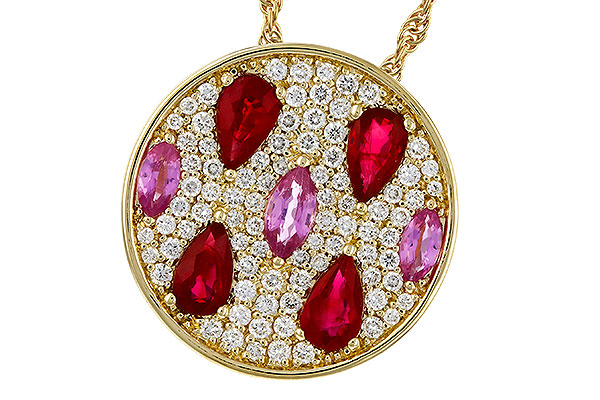 G275-27195: NECK 1.42 TW PRECIOUS (RUBY & PINK SAPP) 1.82 TGW