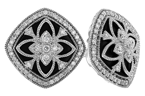 H274-34532: DIA & ONYX EARRINGS .38 TW