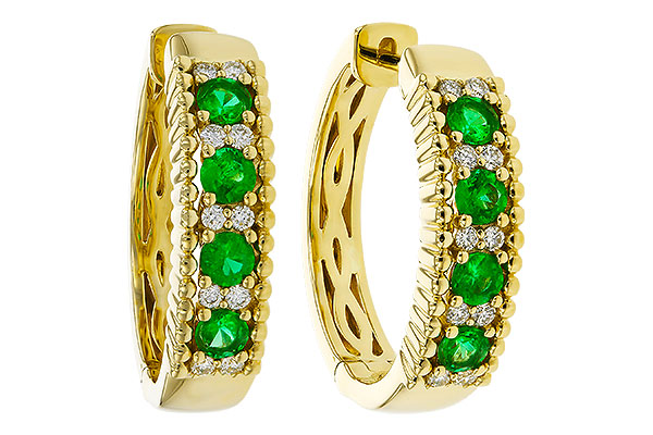 H275-27268: EARRINGS .33 TW EMERALD .45 TGW