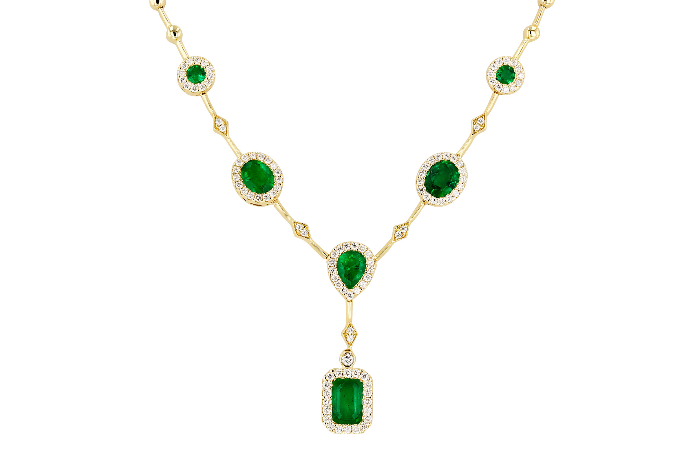 H276-11732: NECKLACE 1.66 TW EMERALD 2.08 TGW (17")