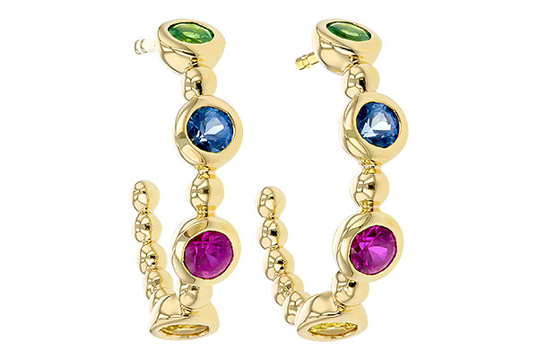 K276-09913: EARR .68 TW MULTI-COLOR SAPPH & GREEN GARNET