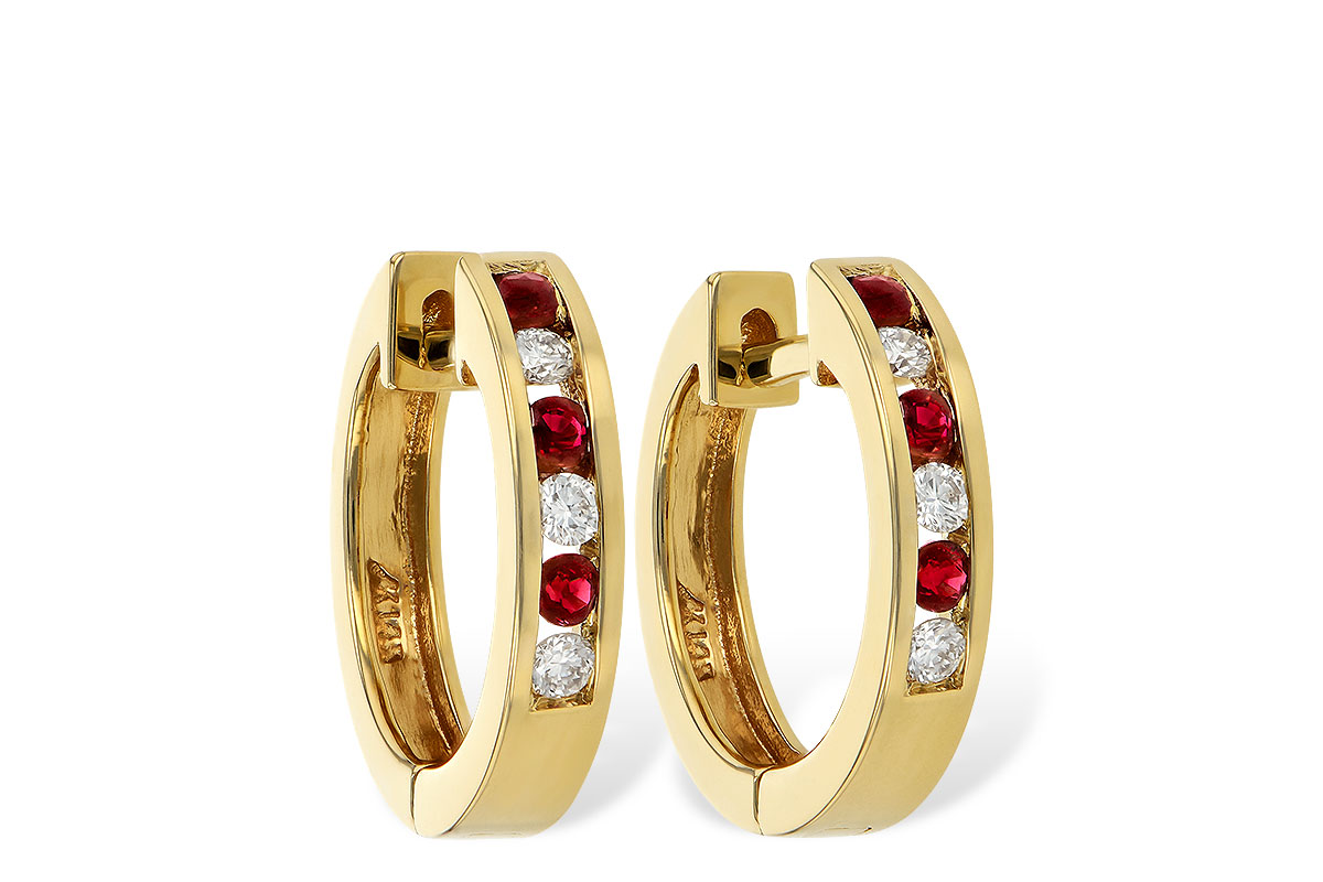 L001-58095: EARRINGS .16 RUBY .26 TGW