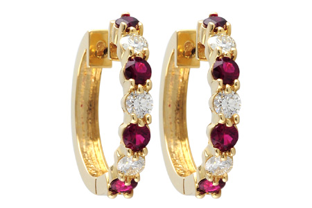 L001-58113: EARRINGS 1.30 RUBY 2.08 TGW