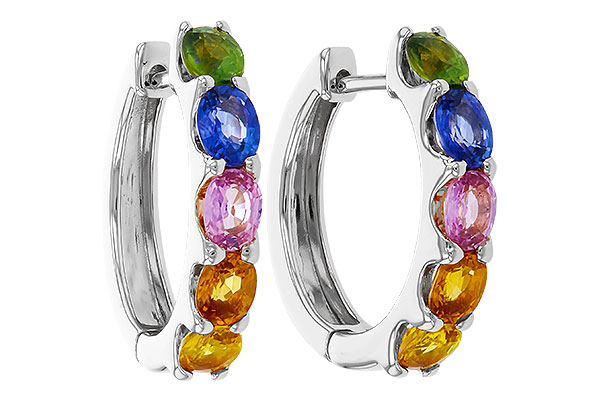 L275-21750: EARRINGS 2.20 TW MULTI-COLOR SAPPHIRE