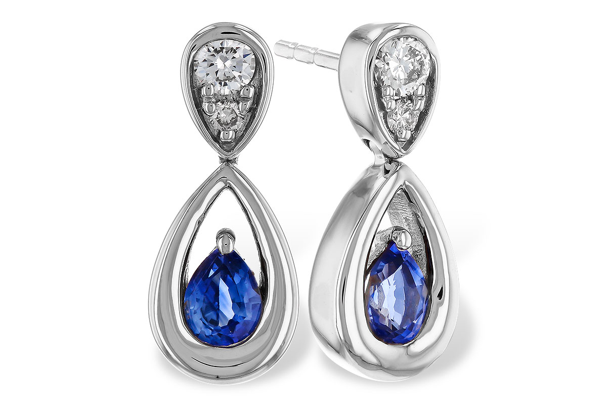 L275-21768: EARRINGS .42 SAPPHIRE .54 TGW (4x3 SAPP)