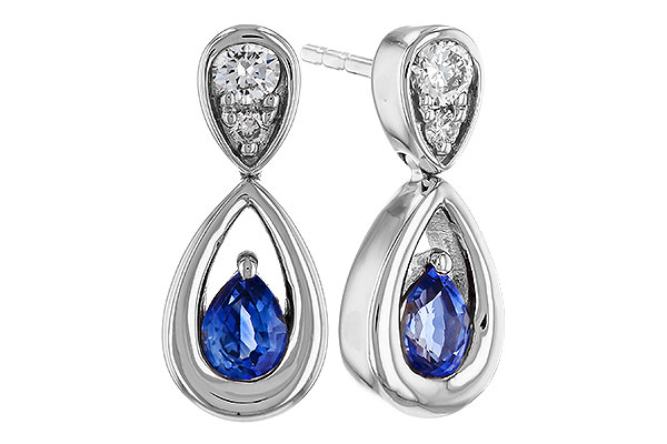 L275-21768: EARRINGS .42 SAPPHIRE .54 TGW (4x3 SAPP)