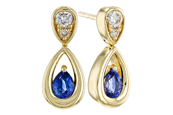 L275-21768: EARRINGS .42 SAPPHIRE .54 TGW (4x3 SAPP)