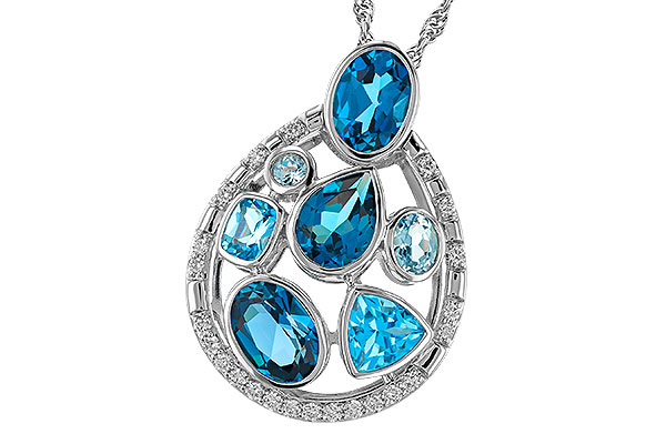 L275-24495: NECKLACE 3.23 TW BLUE TOPAZ 3.38 TGW