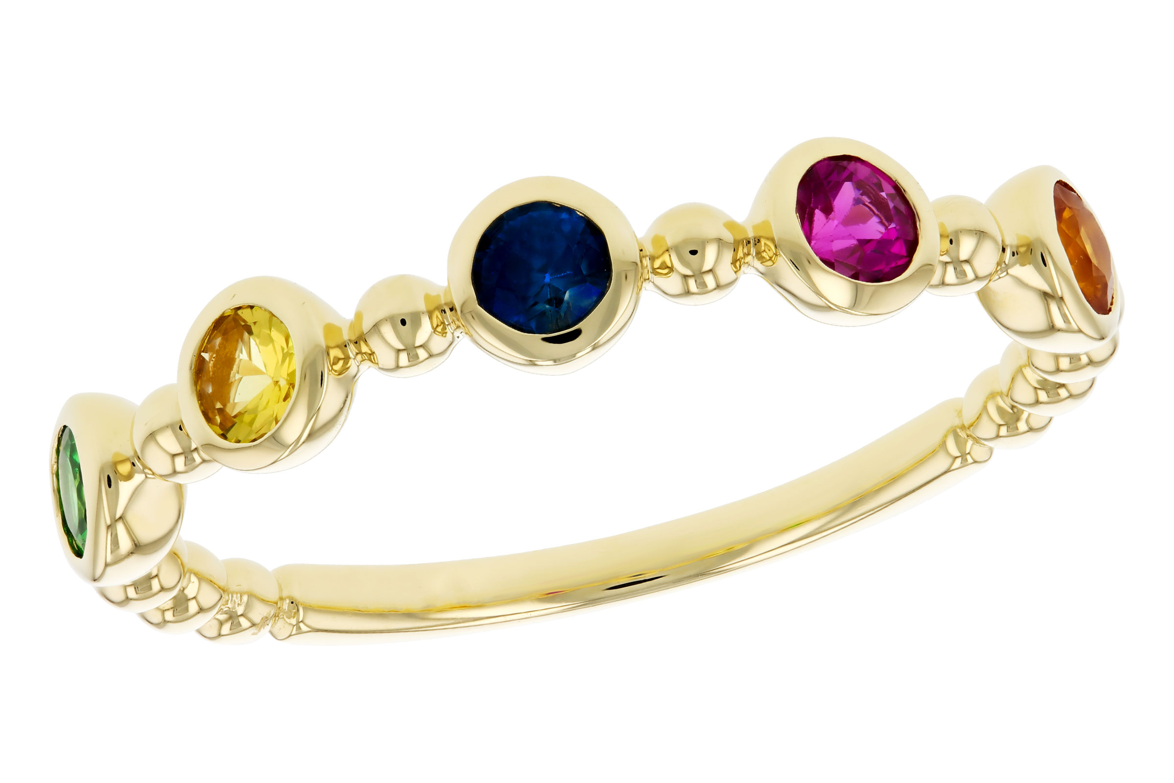 L276-09913: LDS WED RG .52 TW MULTI-COLOR SAPPH & GREEN GARNET