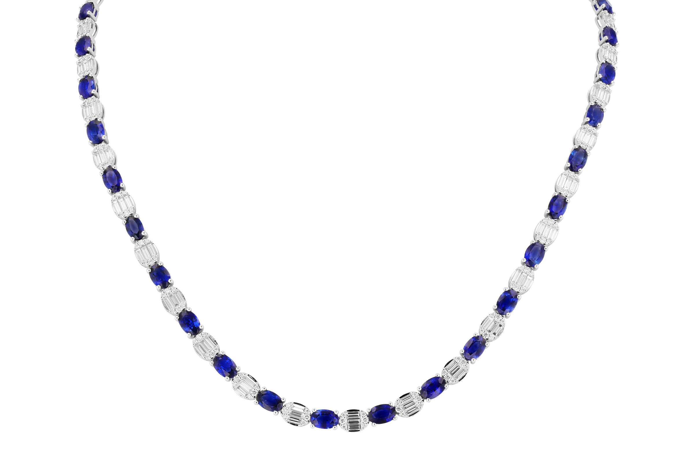 L276-11731: NECKLACE 17.68 TW SAPPHIRE 21.82 TGW (17")