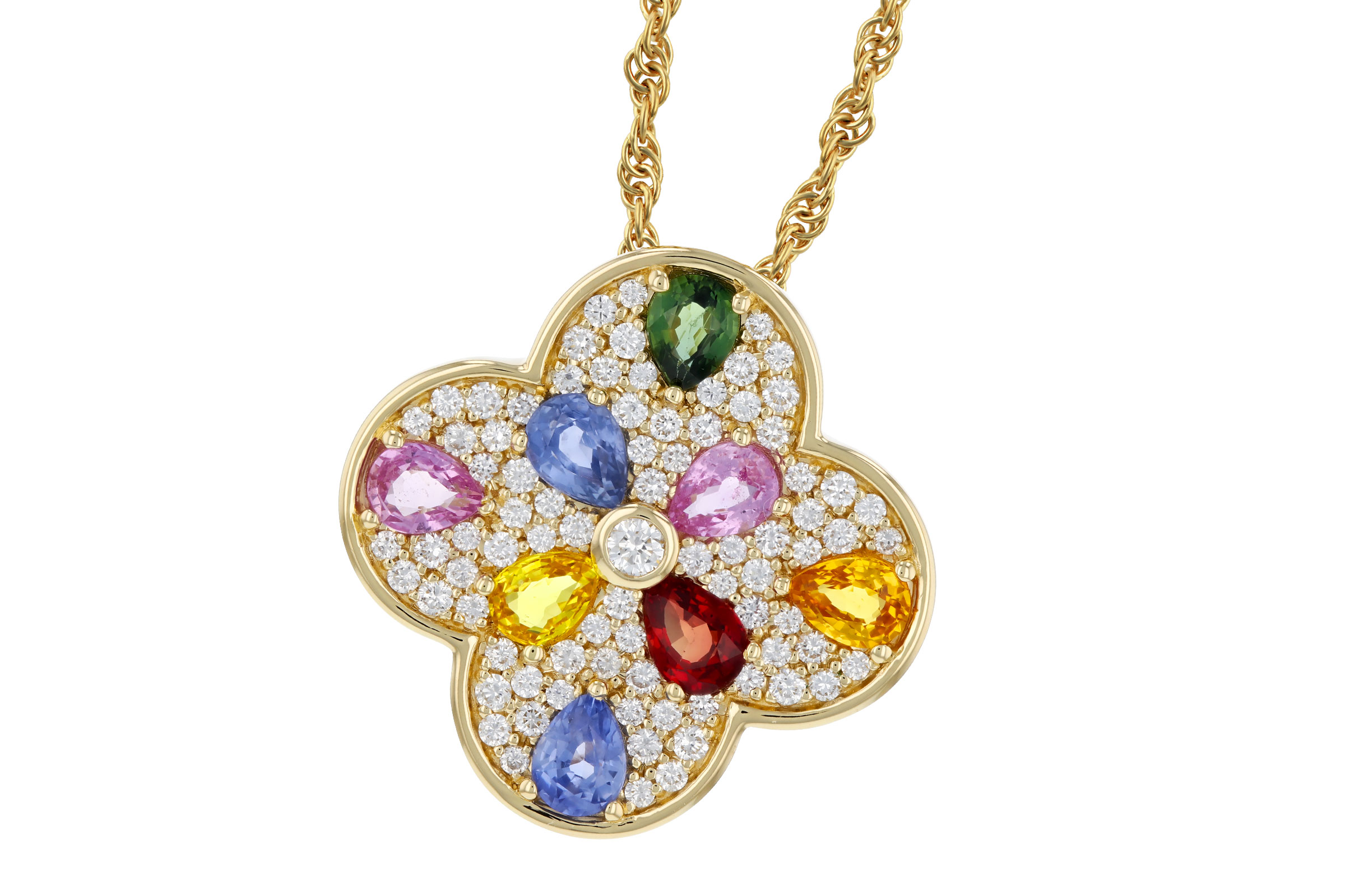 L276-12677: NECKLACE 1.40 MULTI-COLOR SAPPH 1.82 TGW