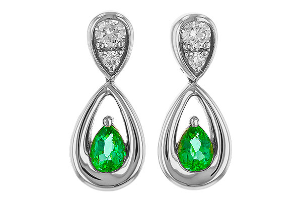 M275-22686: EARRINGS .20 EMERALD .32 TGW (4x3 EMER)