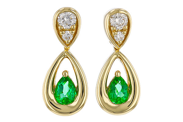 M275-22686: EARRINGS .20 EMERALD .32 TGW (4x3 EMER)