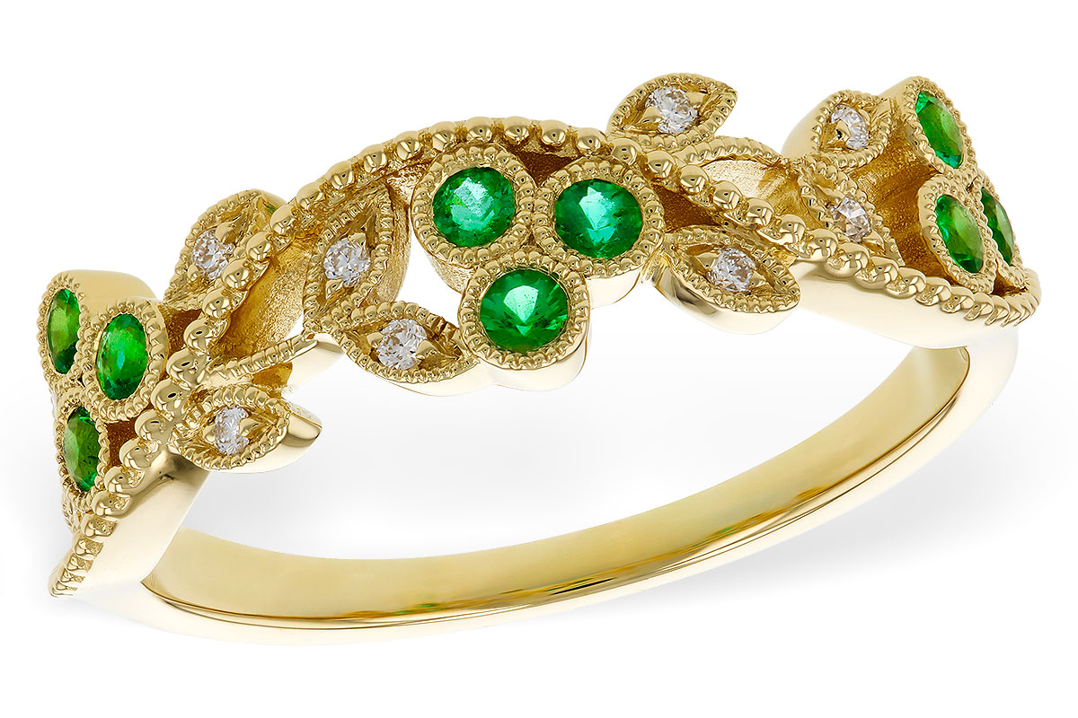 M275-27186: LDS WED RG .17 EMERALD TW .23 TGW