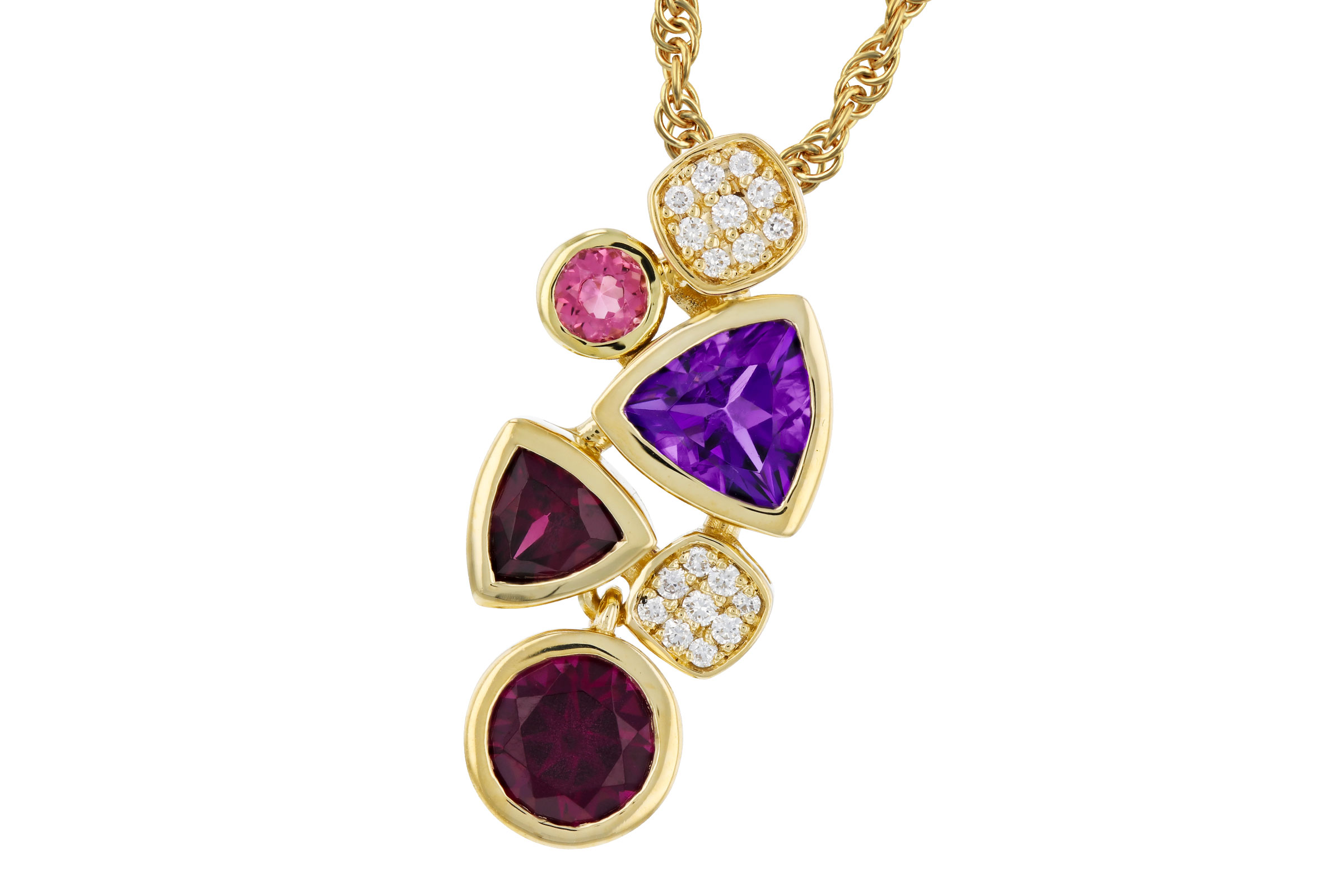 M276-11795: NECKLACE 1.34 SEMI-PREC (AM,RHO,PT) 1.40 TGW